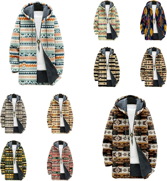 Full Zip Hoodies for Men Long Fleece Lined Knitted Hoodies with Pockets Fashion Coat Warm Cardigan for 2024