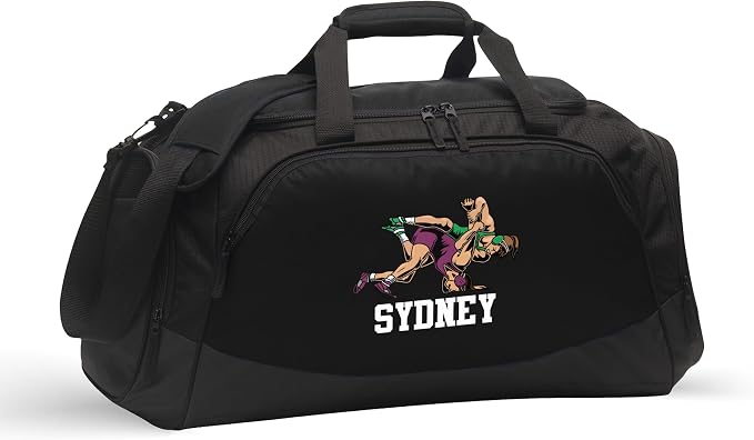 Alterd Industries Wrestling Duffel Bag - Personalized Wrestler Gym Bag, Girls Wrestling, wrestling bags for boys, Water Bottle, Backpack, Accessories (Female Wrestler, Black/Black, Gym Bag Only) by VitalSignsNW