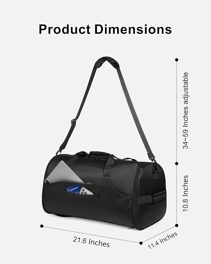 NPBAG Convertible Garment Duffle Bags for Travel - Carry on Garment Bag, Suit Bag for Men & Women, 3 in 1 Foldable Travel Duffle Backpack with Shoulder Strap (Black) - Image 2