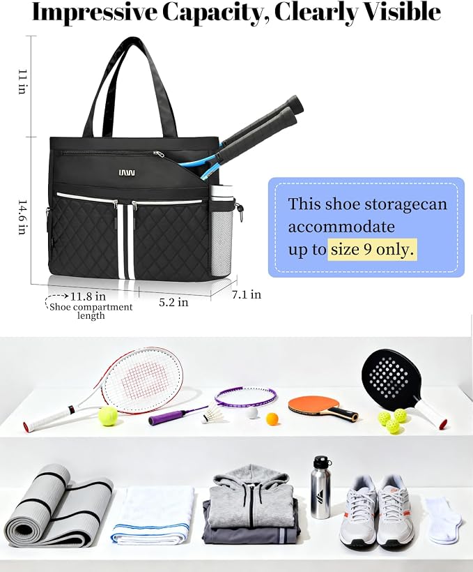 Tennis Bags for Women, Tennis Bag Holds 2 Rackets, Gym Bags with Ventilated Shoe Compartment, Suitable for Pickleball Tennis Badminton - Image 2