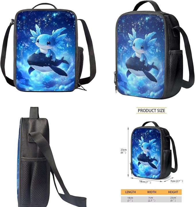 Galaxy Axolotl Backpack with Lunch Box for Girls 6-8/8-10 Killer Whale Bookbag 4 in 1 Elementary School Back Pack Toddler Kids Preschool Book Bags Lunch Bag Pencil Case Water Bottle Holder - Image 5