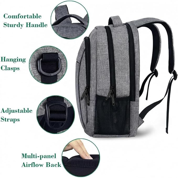 MATEIN Travel Laptop Backpack, 15.6 Inch College School Computer Bag, Grey | Slim Sturdy Business Daypack, Anti Theft Bookbag, Water Resistant, Gift for Men & Women, Personal Item Bag, Mochilas - Image 6
