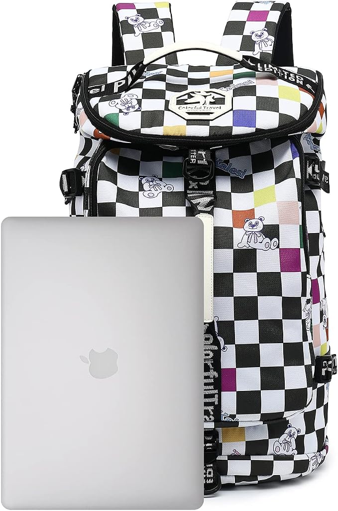 Kalesi Gym Duffle Bag Backpack 4-Way Waterproof with Shoes Compartment for travel Sport Hiking laptop (Checkerboard) - Image 5