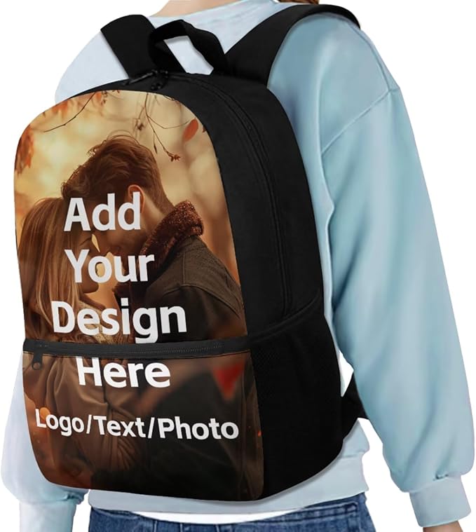 Custom Backpack for Girls Boys Backpack with Lunch Box Water Bottle Holder with Strap and Zipper Pencil Case 4PCS Set Bookbag with Front Pocket for School Teens 17 inch Elementary School Bag - Image 2
