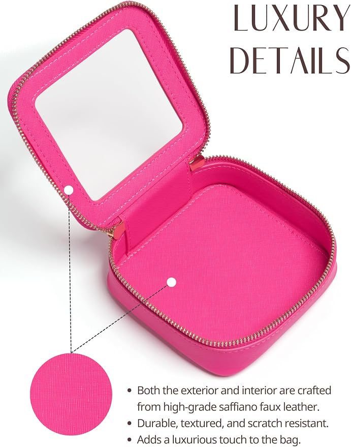 Popvibe Clear Makeup Case Toiletry Bag Travel Medium Clear Cosmetic Bag with Zipper, Make Up Bag Organizer Traveling TSA Approved Transparent Bag Car for Essentials, Mini & Medium, Hot Pink - Image 7