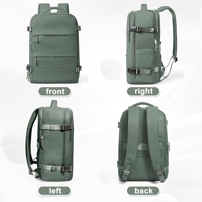 coowoz Large Travel Backpack For Women Men,Carry On Backpack Flight Approved,Hiking Backpack Waterproof Outdoor Rucksack Casual Daypack Fit 15.6 Inch Laptop Shoes Compartment,30L(Olive Green) - Image 9