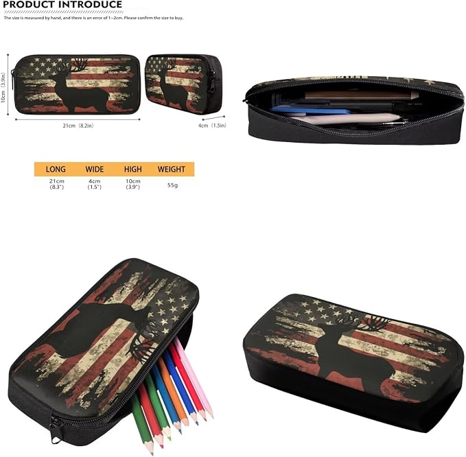 GIFTPUZZ Deer American Flag Backpack 4 Pcs Set Boys 10-12 | Pink, Pencil Case, Water Bottle Sleeve, Lightweight Kids Bookbag, Casual Travel Daypack - Image 7