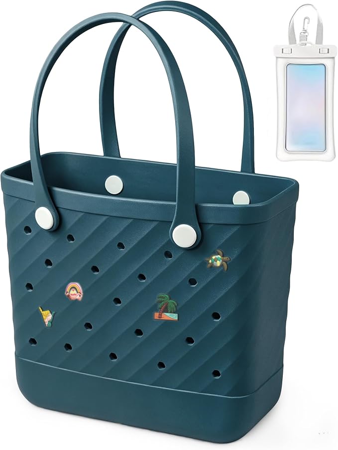 Rubber Tote Bag Extra Large & Medium, Waterproof Beach Bag for Women Men, Pool Travel Swim Silicone Tote by Unknown