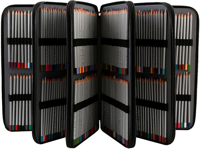 480 Slots Pencil Case, 5-Layer Organizer with Shoulder Strap | 5-layer twill oxford case with 480 elastic slots, carry handle, removable strap, and outer pocket for phone or keys. - Image 3