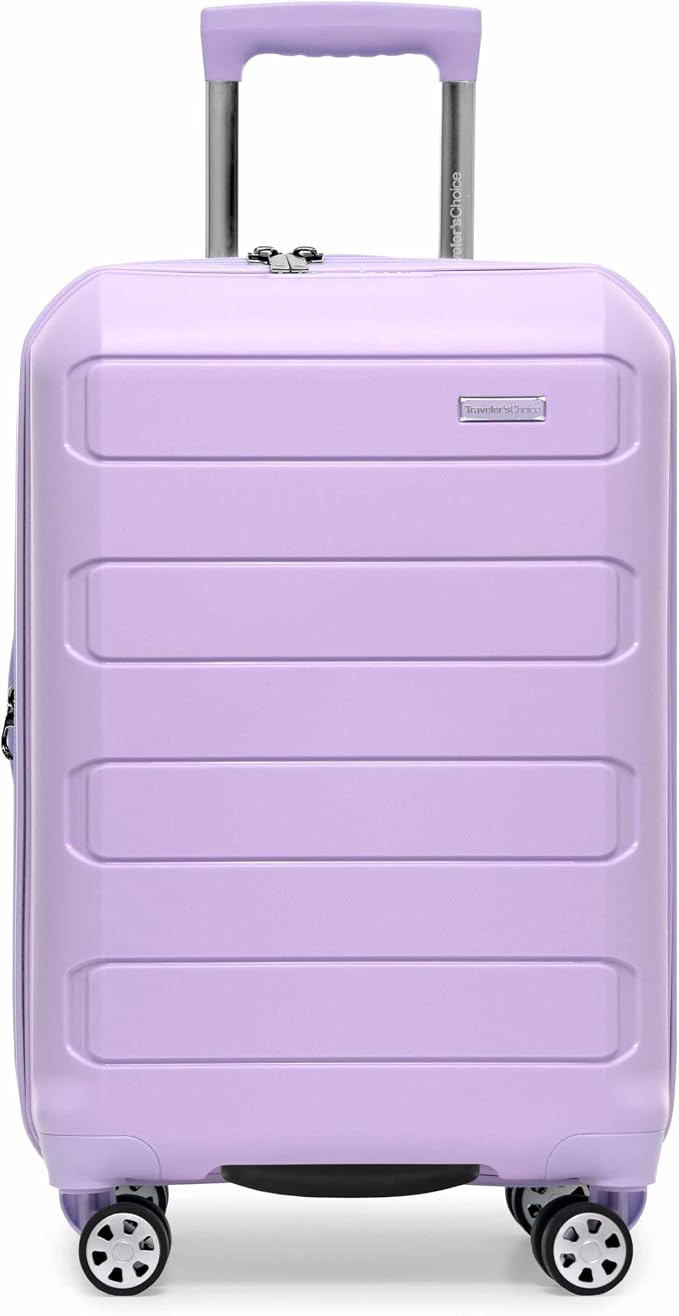Traveler's Choice Pagosa Hardshell Expandable Luggage with Spinner Wheels, Lavender, 22-Inch Carry-on - Image 2