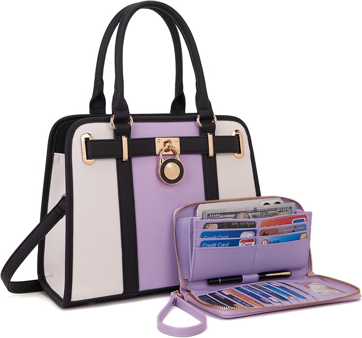 Qiyuer Structured Satchel Tote Handbags Set Women Purses with RFID Wallet | Premium, Sturdy, Spacious, Chic for Daily & Work, Vegan PU Leather, Multi-way Carry, Large Capacity RFID Wallet, Ideal Gift by QIYUER