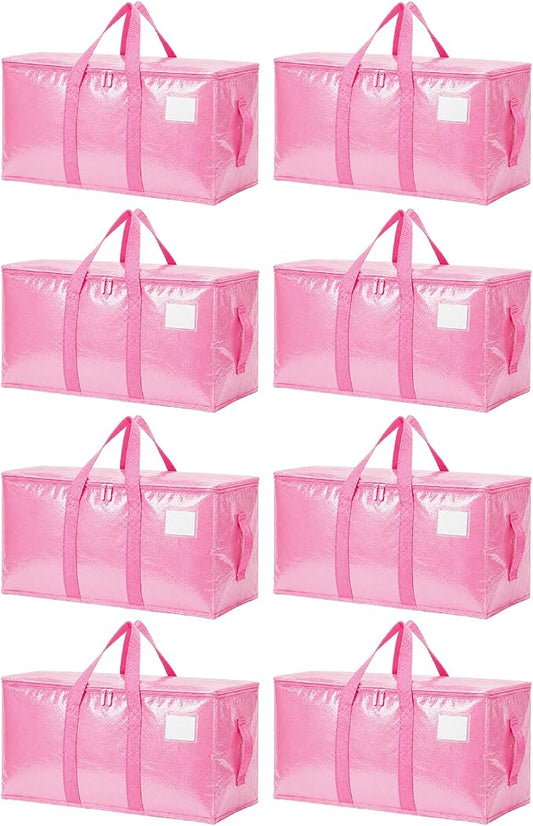 Songrey Heavy Duty Moving Bags, 8 Pack Large Storage Bags with Zipper & Handles, Waterproof Totes Bags for Clothes Packing, Moving, College Supplies, Home Organization by Unknown
