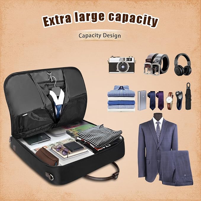 Noozion Garment Bag for Travel, Large Carry On Suit Bag for Business Up to 4 Suits, Wrinkle Free Garment Bag for Hanging Clothes with Shoulder Strap, Laptop Compartment, and Wet-Dry Pocket - Image 3