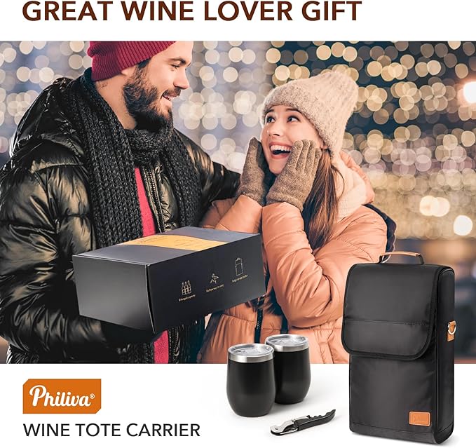 3 Bottle Wine Tote Bag with Tumblers and Opener, Portable Wine Carrier Purse for Travel/Picnic/Beach/Pool/Events/Hiking, Gift for Women Men, Black - Image 5
