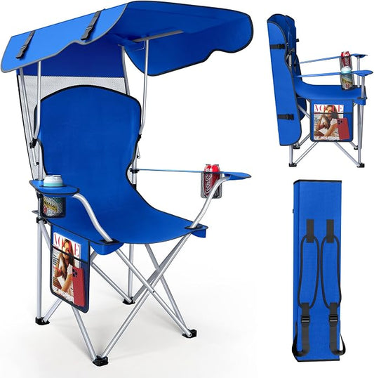 VTOY Portable Camping Chair with Canopy - Folding Chair with Canopy, Durable 600D Oxford Canopy Chair for Camping, Beach, Picnics, Fishing & Sports by VTOY