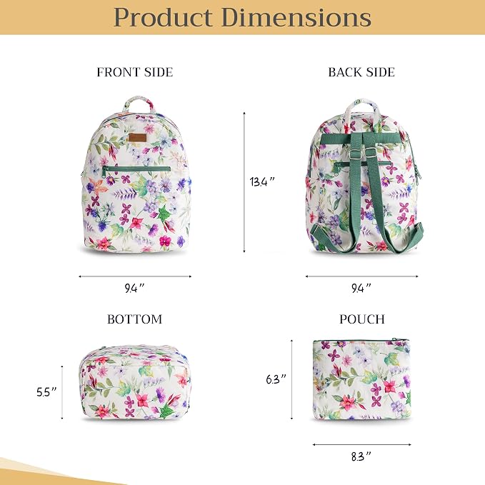 Maison d' Hermine Backpack for Women Men Cotton Shoulder Multipurpose Rucksack with Small Pouch Lightweight Multi Pocket Bag for Travel Work Beach Perfect for Spring Summer (Chardon) - Image 5