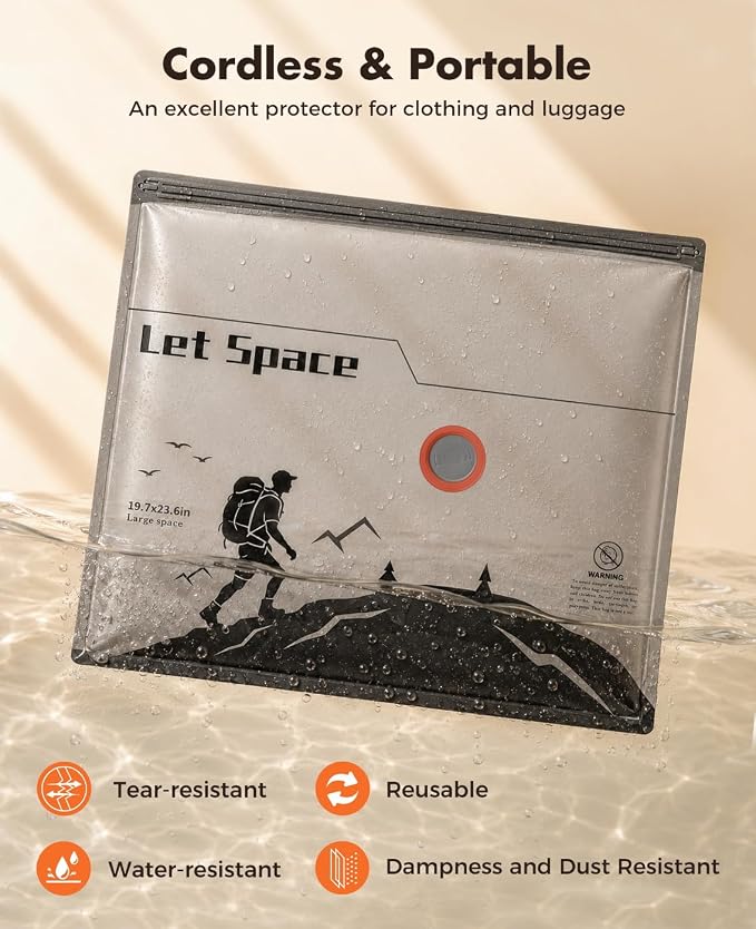 Vacuum Storage Bags with Electric Pump, 60kPa Vacuum Seal Bags for Clothing Devices, Travel Bags with Portable Cordless Pump Included, Compatible with Bags 15 Small Set - Image 6