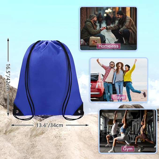 Grneric Drawstring Backpack Bulk 42 Pcs String Backpack Drawstring Bags Cinch Bag Sackpack for Men Women Gym (Navy Blue) - Image 2