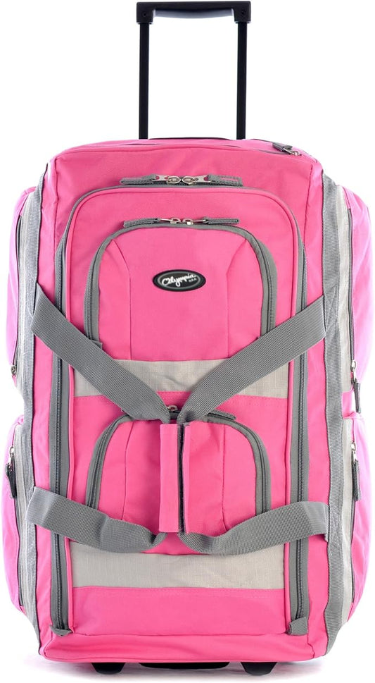 Olympia U.S.A. 33 inch Jumbo Size 8 Pockets Wheeled Rolling Duffel Bag Water Resistant Luggage Lightweight Travel Suitcase with Retractable Handle by OlympiaUSA