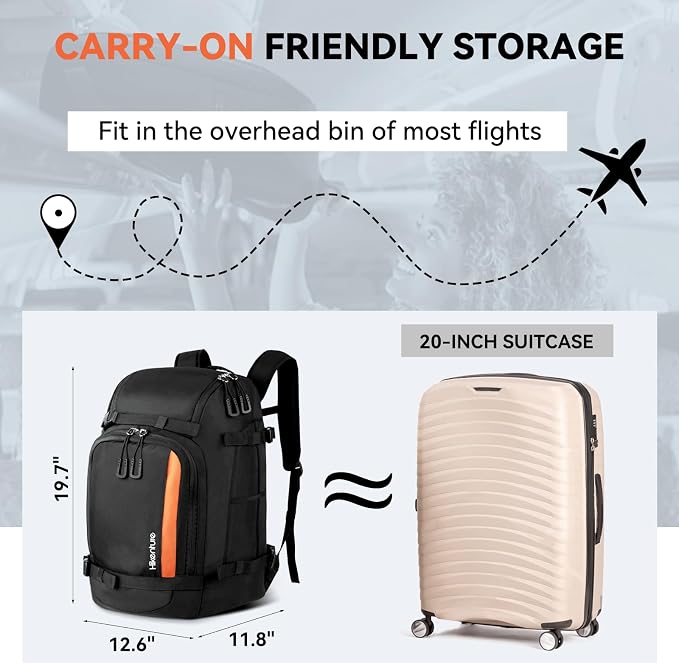 Hikenture Ski Boot Bag Backpack, 50L Padded Ski Bag & Snowboard Boot Bag with Drain Holes, Large Capacity Water-Resistant Ski Travel Bag for Ski Boots, Helmet, Goggles, Clothes, Gloves, Snowboard Gear - Image 6