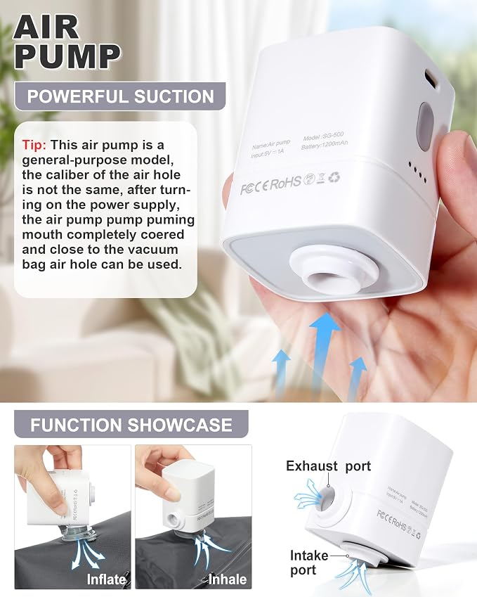 VGCUB Vacuum Backpack Travel with Pump, Vacuum Seal Compression Bags Laptop Backpack Personal Item - Image 4