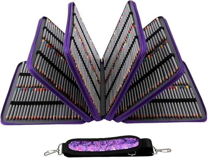 Large Capacity Colored Pencil Case - 600 Individual Slots PU leather with Zipper Closure Portable Organizer for Watercolor Pencils Ideal for Artists（Purple） - Image 2