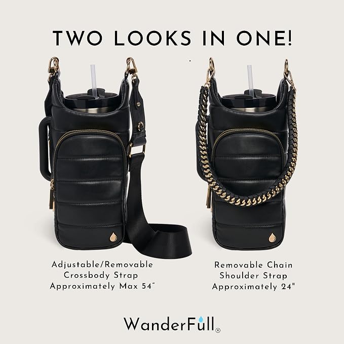 WanderFull HydroBag Handle®, Vegan Leather Hands-Free Crossbody 40 Oz Water Bottle Carrier w/Strap Bundle - Image 8