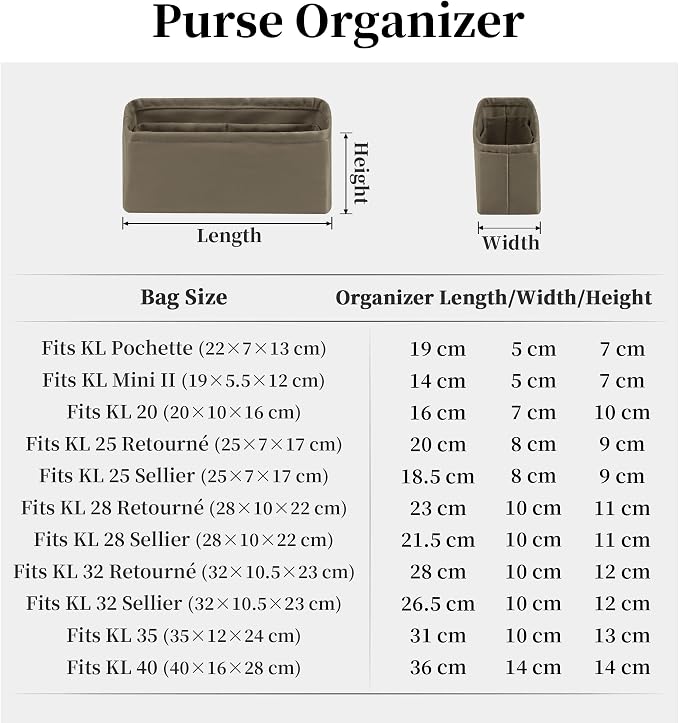 Women's Purse Organizer Insert - Satin & Lightweight Fabric with Inside Pockets, Portable for Commute, Travel, Shopping, and Evening, Multicolor Options, Fits for Kelly Mini II(Etoupe grey, Mini II) - Image 9