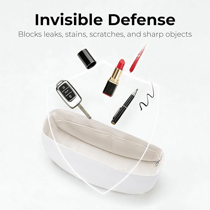 Purse Organizer Insert Compatible with Lululemon Slouchy 13L | Handcrafted DuPont™ Tyvek®, Precision 1:1 Custom Fit, Craie w/ Zipper, Lightweight, Keep Bag Clean & Protected for Commute - Image 8