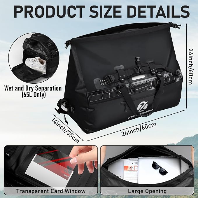 Waterproof Duffle Bag, Large Marine Dry Bags, Heavy Duty Adventure Travel Bag for Men and Women, Waterproof Duffel Backpack for Kayaking Boating Hiking Camping Vacation, 65L 110L 160L - Image 7
