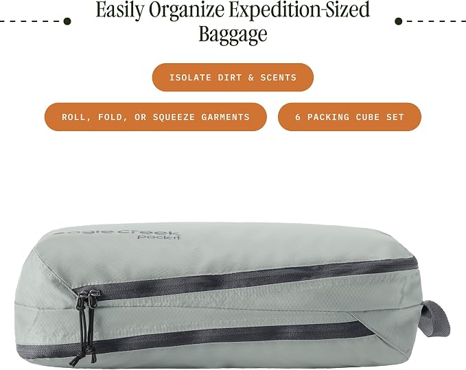 Eagle Creek Pack-It Isolate Extended Stay Set - Includes Shoe Sack, M Clean/Dirty Cube, 2x M Isolate Cube & 2x L - Travel Essentials - Storm Grey - Image 2