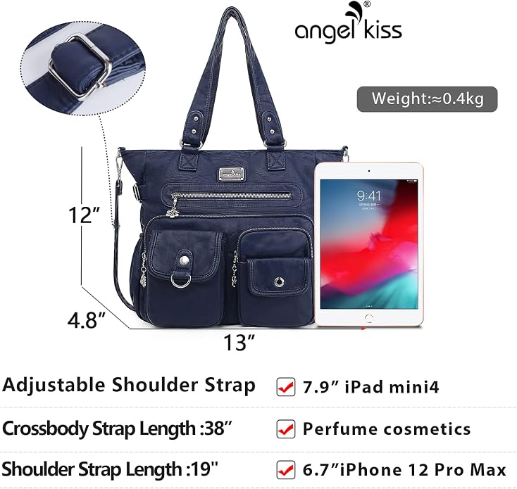 Angelkiss Purses Handbags for Women PU Tote Satchel Bags for Women Pockets Shoulder Bags… | PU - Image 2