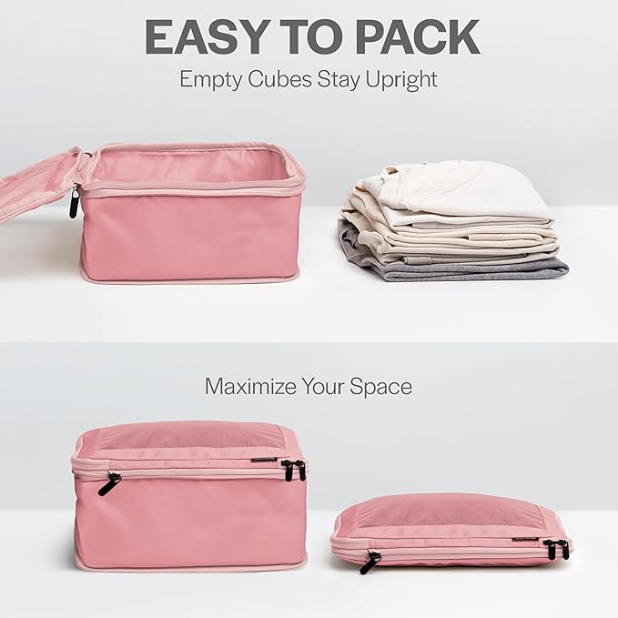 Aerotrunk Compression Packing Cubes for Travel - Luggage Organizer Bags - Double Zipper Packing Cubes for Suitcases (12-Pack, Rose) - Image 5