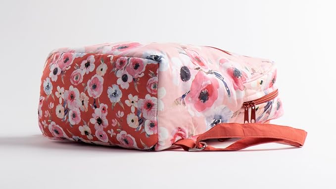 Maison d' Hermine Backpack for Women Men Cotton Shoulder Multipurpose Rucksack with Small Pouch Lightweight Multi Pocket Bag for Travel Beach Perfect for Spring Summer (Romantic Poppy - Saumon) - Image 9