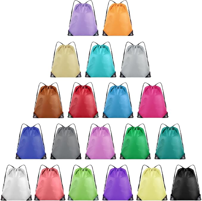 Grneric 20 Pieces Drawstring Backpack Bulk Cinch Sackpack Ployster Drawstring Bags for Gym Party Trip(20 Colors) by Grneric
