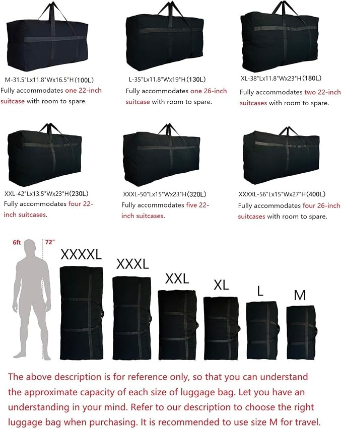Extra Large Storage Bags, Jumbo Moving Storage Bags Heavy Duty, Foldable Big Black XL Duffle Bag for Travel - Image 2