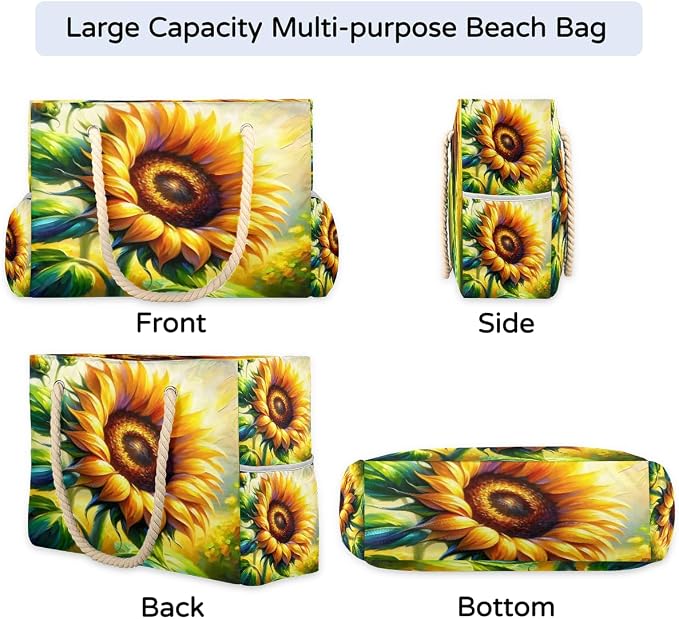 Large Beach Bag with Zipper Beach Bags for Women Water Resistant Swim Pool Bag - Image 6