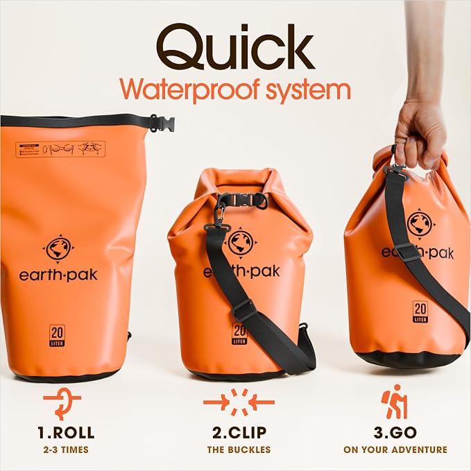 Earth Pak Waterproof Dry Bag - Roll Top Waterproof Backpack Sack Keeps Gear Dry for Kayak with Waterproof Phone Case - Image 5