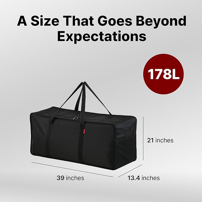 Plago Professional Quality Extra Large Nylon Duffel Bag – Lightweight, Foldable, Water-Repellent Cargo Bag for Travel & Camping, Folding Bike, Tent, Mattress, Blankets, and Closet Storage - Image 2