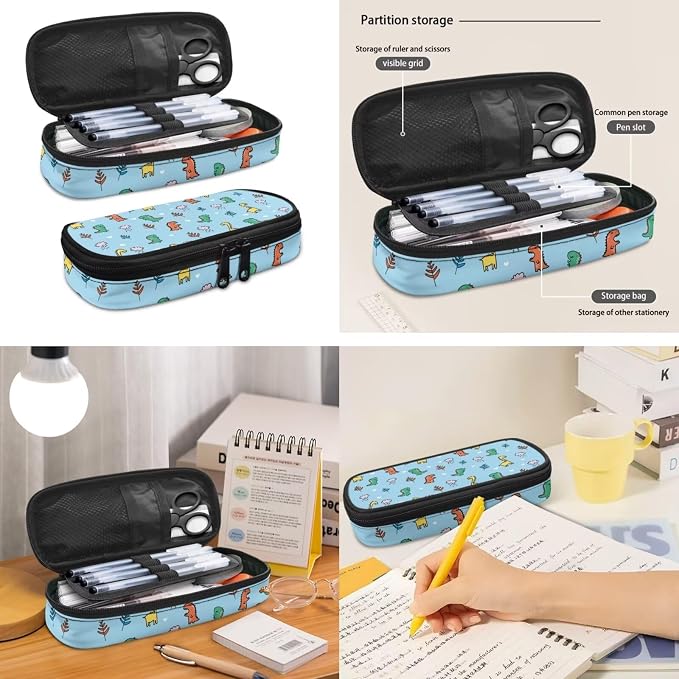 Cute Cartoon Dinosaur School Bags for Girls, 3Pcs Students Backpack, Elementary Princess Bookbag Sets with Lunch Box Pencil Case for School - Image 4