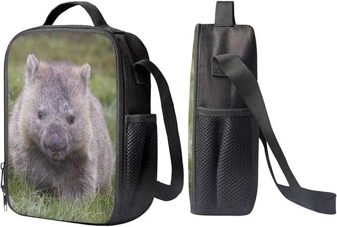 Kids Novelty Animal Backpack and Lunch Box for Boys Girls Student Lightweight 17 Inch School Wombat Backpack with Lunch Bag Pencil Case Kids Comfy Padded Black Large Bookbag - Image 4