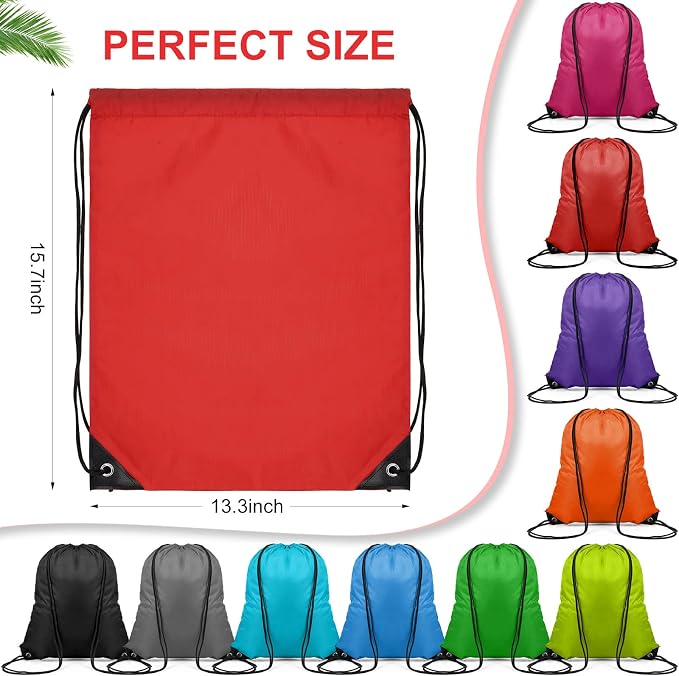 Shappy 100 Pieces Drawstring Bag Gym Portable String Sack Backpacks Polyester Blank Cinch Drawstring Bags for Sports Travel DIY Gift Storage Set, 10 Colors - Image 2