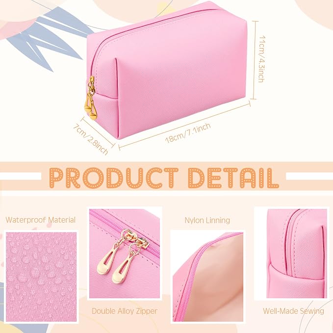 Kigeli Aesthetic Makeup Bags PU Leather Cosmetic Pouches Waterproof Plain Toiletry Bags Makeup Pouches Bulk for Women Party Gift Travel Storage Organizer(Macaron,7.1 x 2.8 x 4.3 in) - Image 4