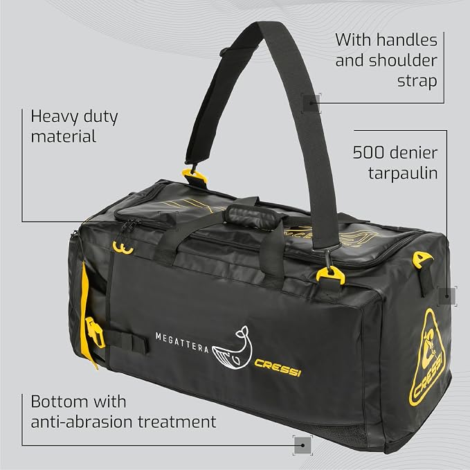 Cressi Waterproof 110 liter Duffel Bag - Adjustable Shoulder Strap - Equipment Protection for Outdoor Activities, Water Sport, Boating, Scuba Diving - Megattera: Designed in Italy by Cressi - Image 2