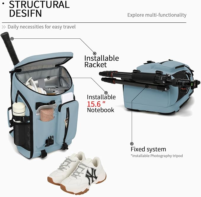 Kalesi Gym Duffle Tennis Bag Backpack 4-Way Waterproof with Shoes Compartment for travel Sport Hiking laptop (Grayish blue) - Image 3