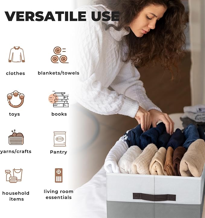 Criusia 6 Pack Clothes Bins for Organization - 16x12 Extra Large Storage Baskets for Shelves Closet Bedroom - Toy Storage Organizer Bins Boxes Cubes for Nursery - RV Apartment Essentials - Image 6