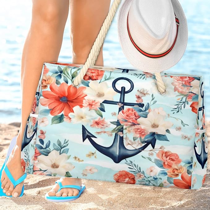 Large Beach Bag with Zipper Beach Bags for Women Water Resistant Swim Pool Bag - Image 7
