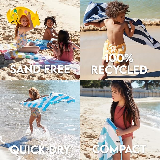 Dock & Bay Kid's Towel - for Beach Use - Quick Dry, Sand Free - Compact, Lightweight - 100% Recycled - Includes Bag - Summer - Unicorn Waves, Medium (130x70cm, 51x28) - Image 4