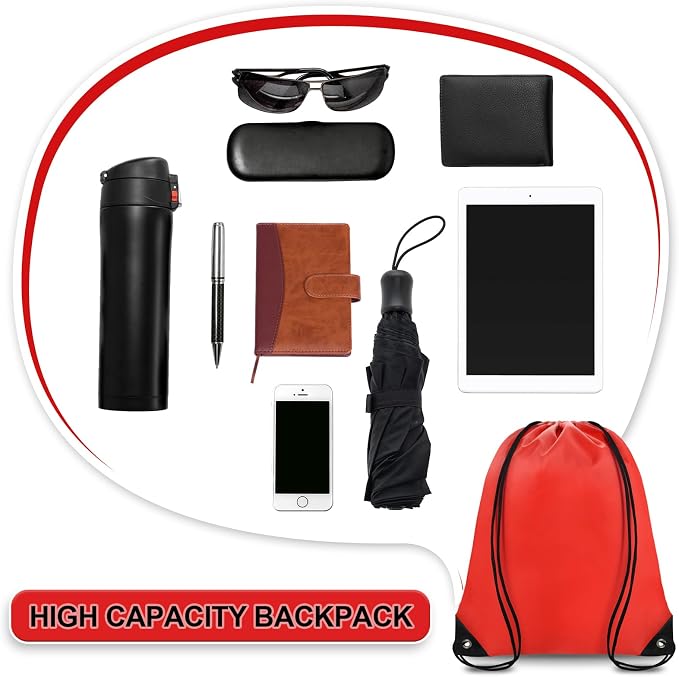 Grneric Drawstring Backpack Bulk 70Pcs String Backpack Drawstring Bags Cinch Bag Sackpack for Men Women Gym(Red) - Image 4