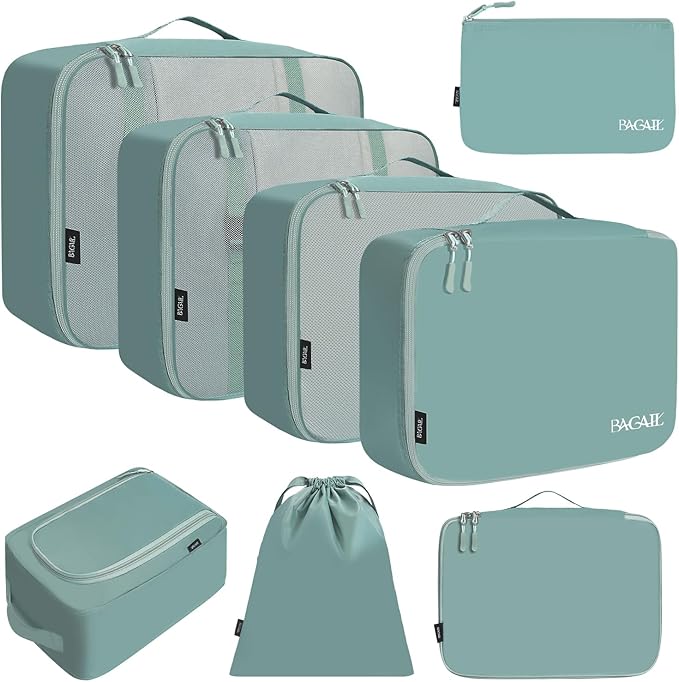 BAGAIL 8 Set Packing Cubes Luggage Packing Organizers for Travel Accessories-Dusty Blue by BAGAIL